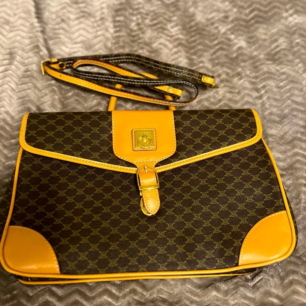 Marco Italian Brand Leather Monogram Conseiller bag Crossbody Briefcase VTG
